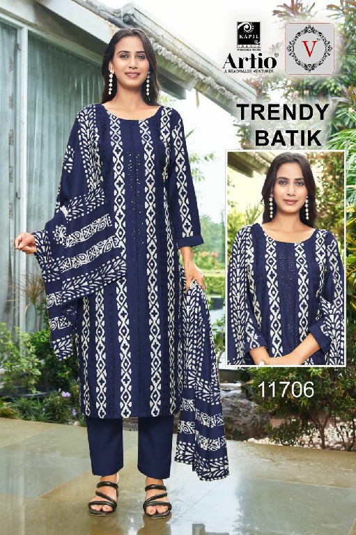 Artio Trendy Batik Wholesale Gadwal Silk With Fancy Work Kurti With Pant And Dupatta