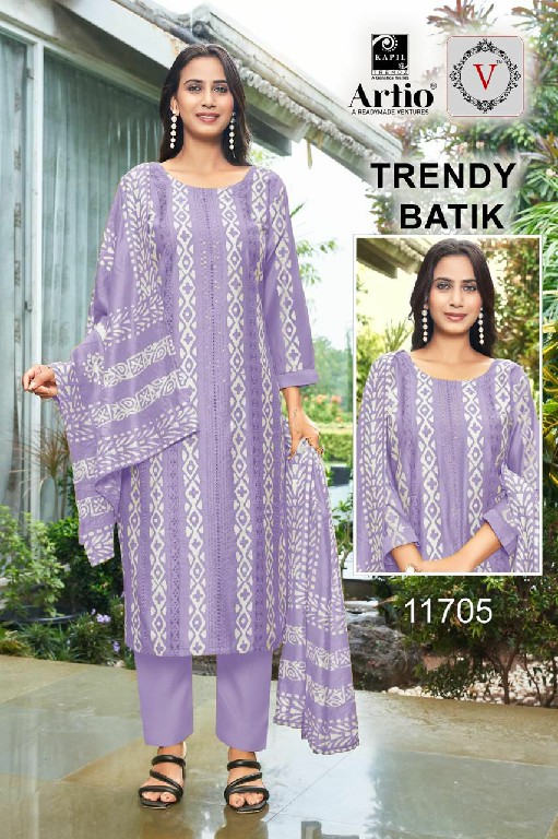 Artio Trendy Batik Wholesale Gadwal Silk With Fancy Work Kurti With Pant And Dupatta