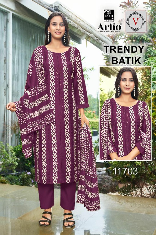 Artio Trendy Batik Wholesale Gadwal Silk With Fancy Work Kurti With Pant And Dupatta