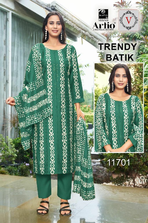 Artio Trendy Batik Wholesale Gadwal Silk With Fancy Work Kurti With Pant And Dupatta