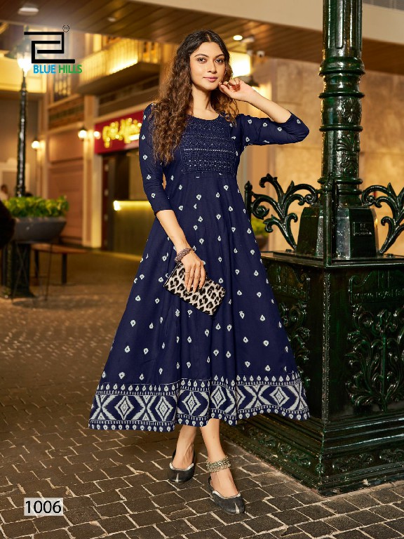 Blue Hills Zudio Wholesale Anarkali Concept With Neck Embroidery Kurtis