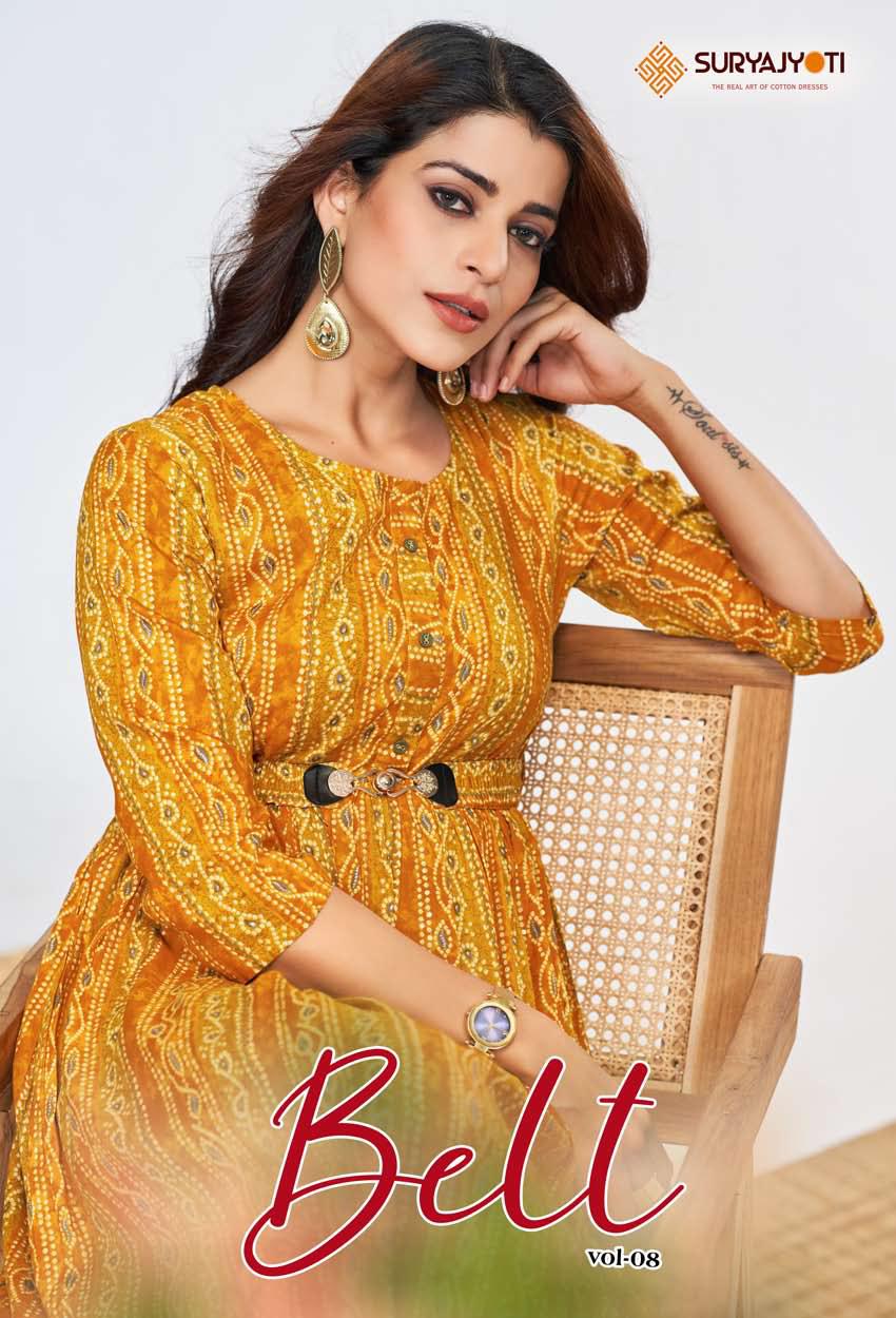 Suryajyoti Belt Vol-8 Wholesale Reyon Foil Print With Belt Catalog