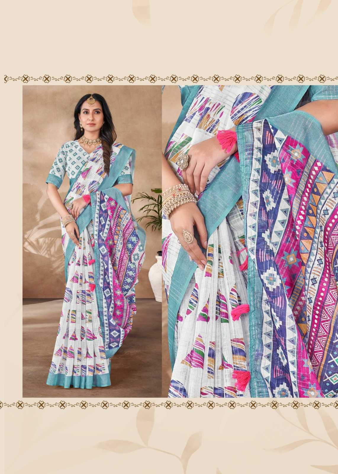 blue cloud vol 1 by vinamra corporation chex pettern women saree