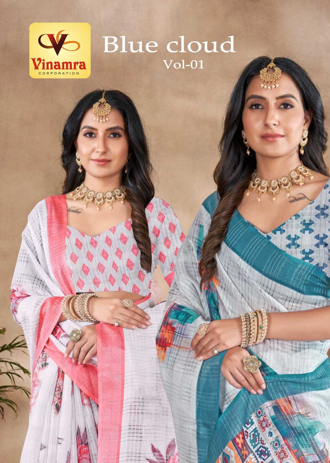 blue cloud vol 1 by vinamra corporation chex pettern women saree