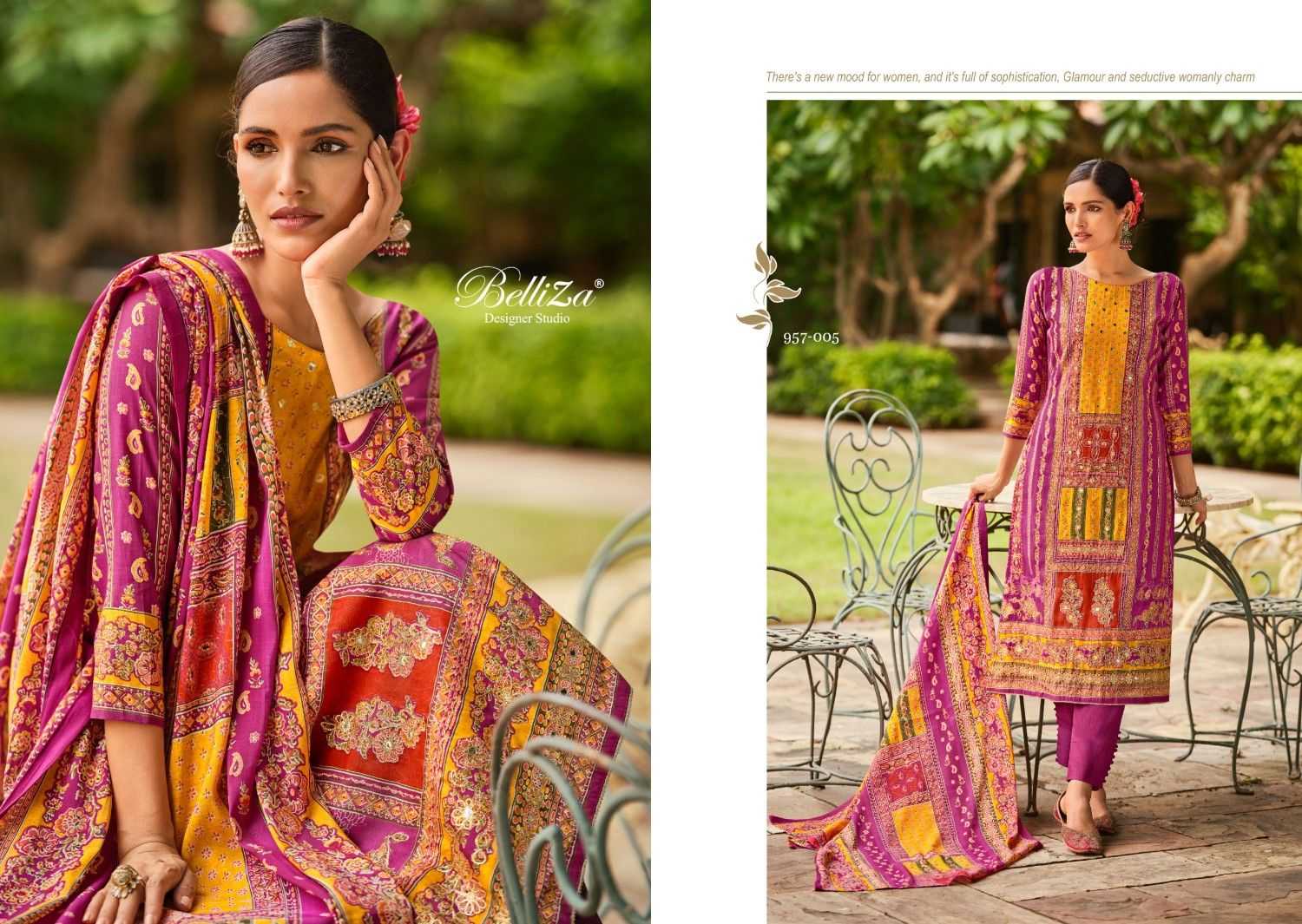 nusrat by belliza designer classic look viscose suits online