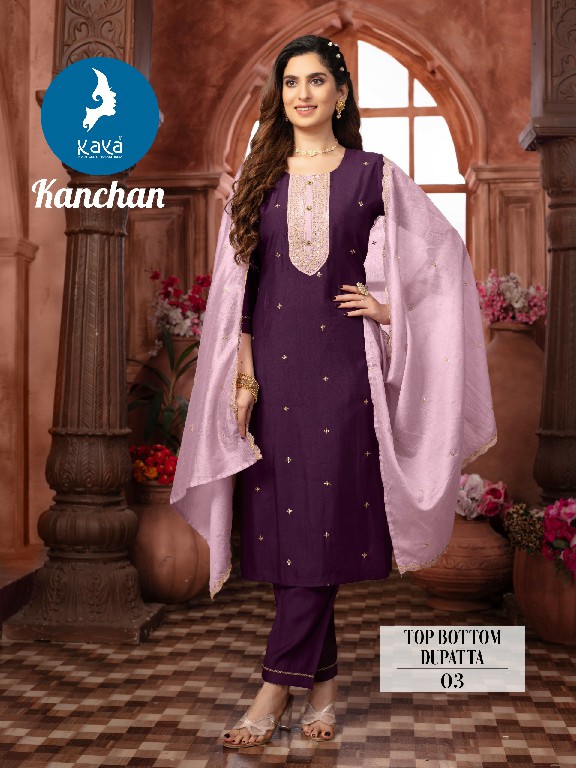 Kaya Kanchan Wholesale Roman Silk Kurti With Pant And Dupatta