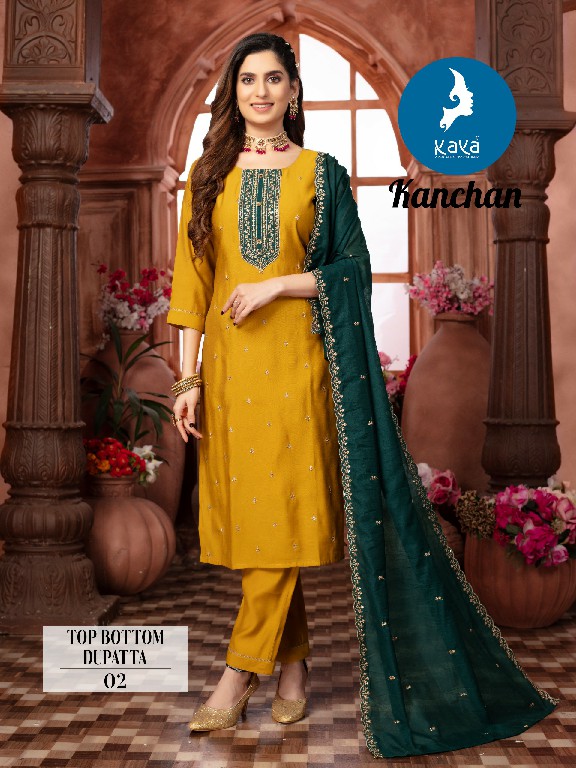 Kaya Kanchan Wholesale Roman Silk Kurti With Pant And Dupatta