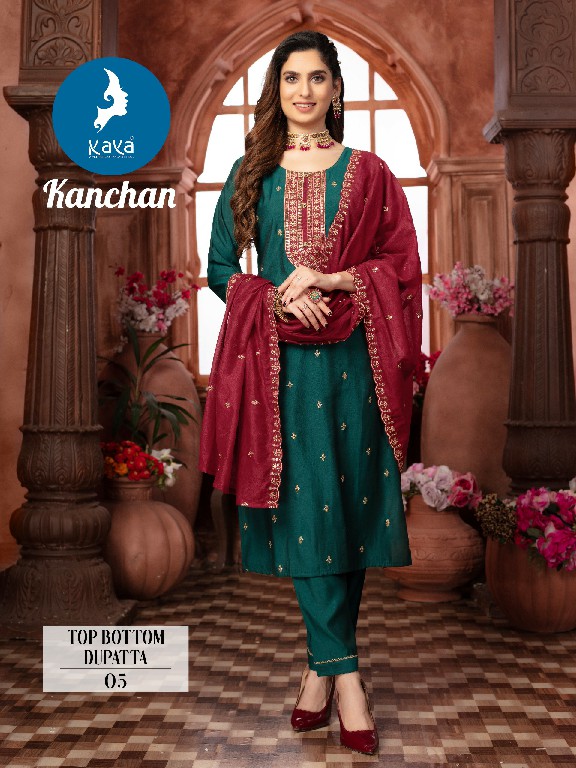 Kaya Kanchan Wholesale Roman Silk Kurti With Pant And Dupatta