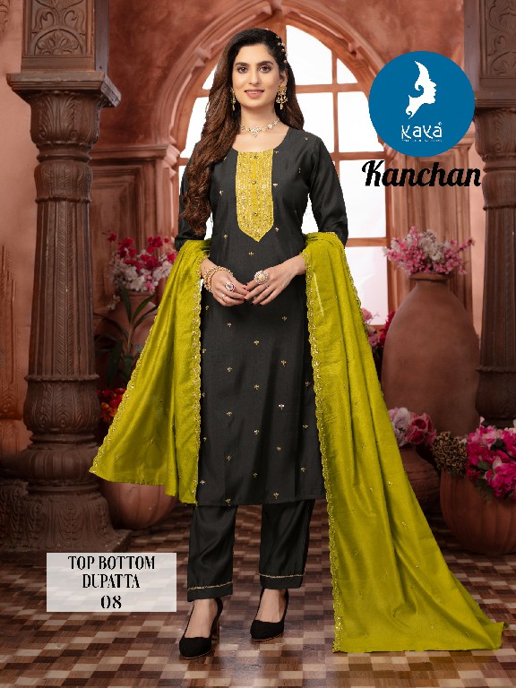 Kaya Kanchan Wholesale Roman Silk Kurti With Pant And Dupatta