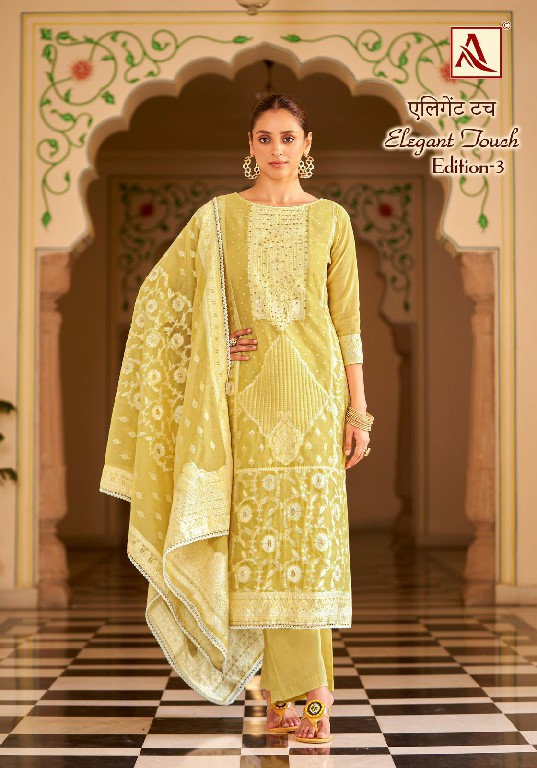 Alok Elegant Touch Vol-3 Wholesale Cotton Dyed With Thread Work And Swarovski Diamond Dress Material