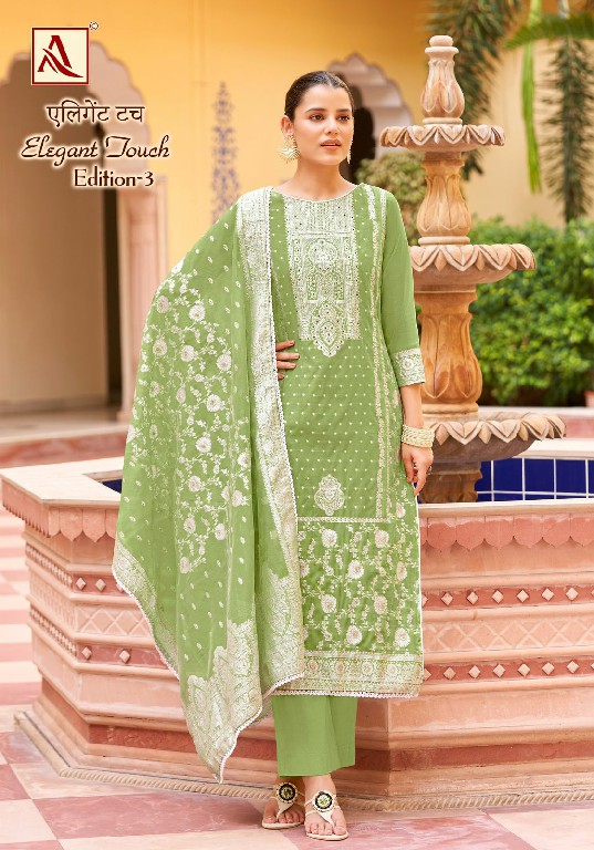 Alok Elegant Touch Vol-3 Wholesale Cotton Dyed With Thread Work And Swarovski Diamond Dress Material