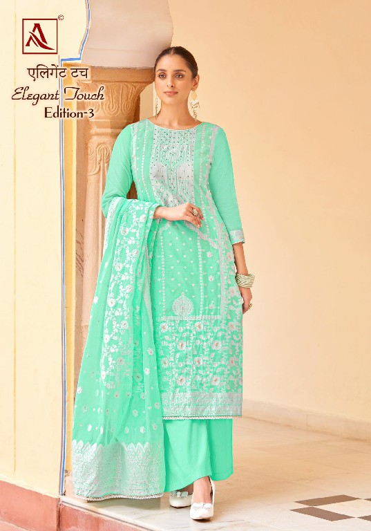 Alok Elegant Touch Vol-3 Wholesale Cotton Dyed With Thread Work And Swarovski Diamond Dress Material