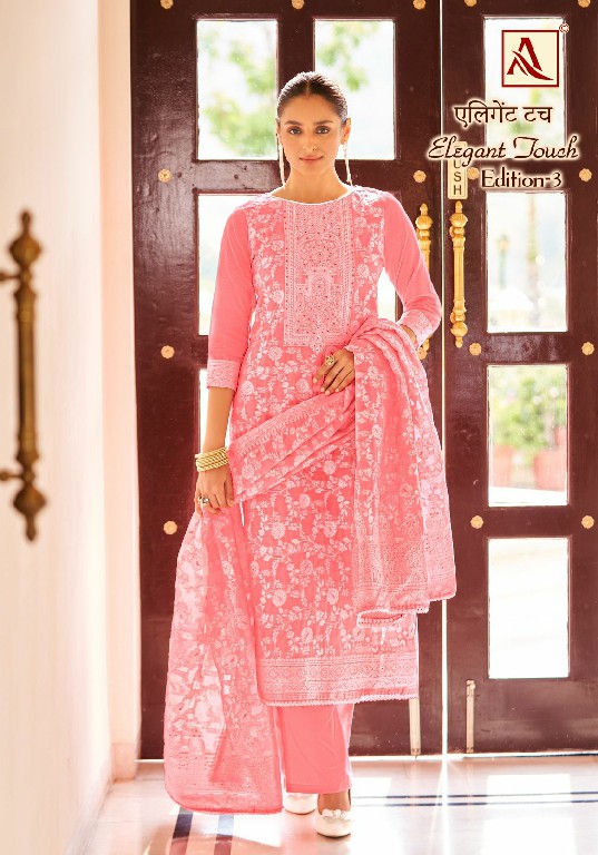 Alok Elegant Touch Vol-3 Wholesale Cotton Dyed With Thread Work And Swarovski Diamond Dress Material