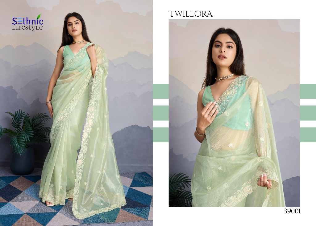 Sethnic Twillora Wholesale Sequence Embroidery Work Festive Sarees