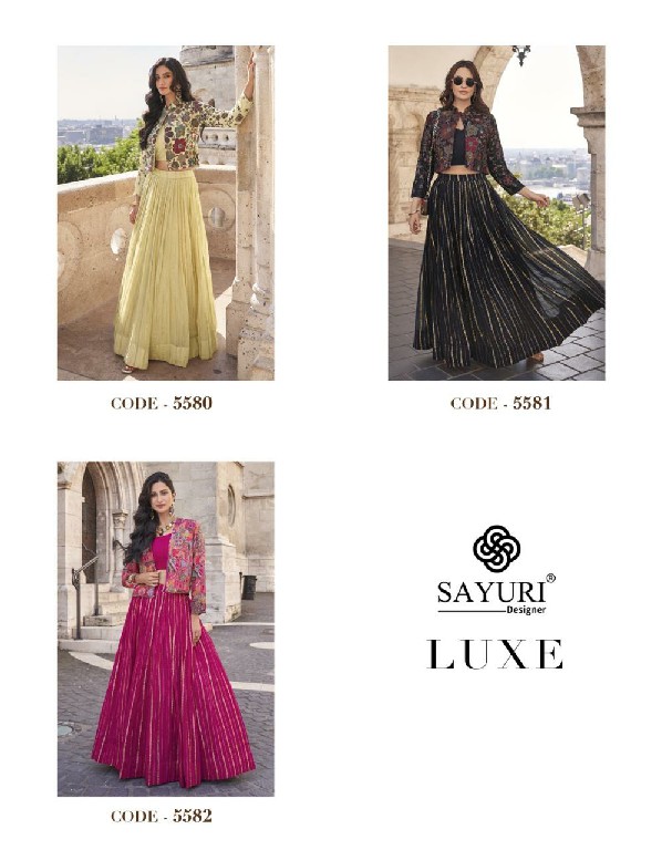 Sayuri Luxe Wholesale Free Size Stitched Viscose Chinon Silk Suits