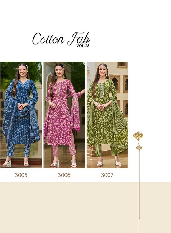 Radhika Cotton Fab Vol-3 Wholesale Top Pant And Dupatta