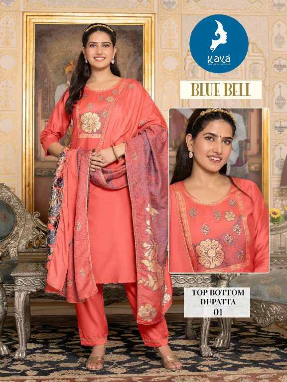 Kaya Blue Bell Wholesale Viscose Chanderi Jacquard 3 Piece Concept Suits