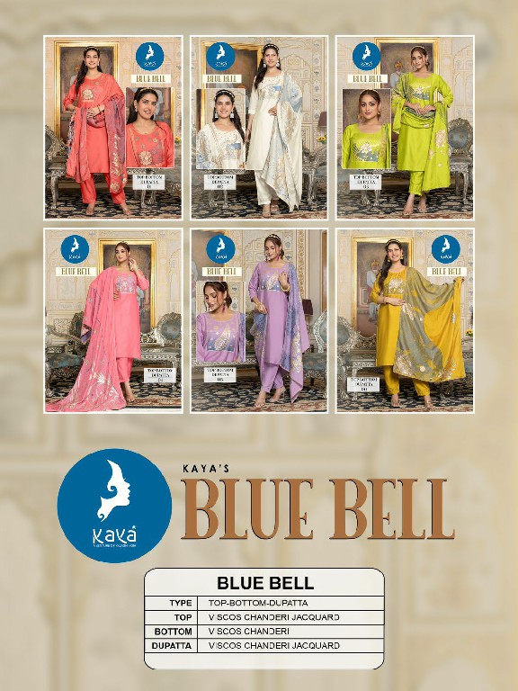 Kaya Blue Bell Wholesale Viscose Chanderi Jacquard 3 Piece Concept Suits