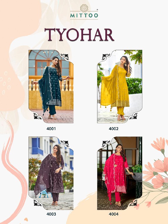 Mittoo Tyohar Wholesale Rayon Print Flair Top With Pant And Dupatta