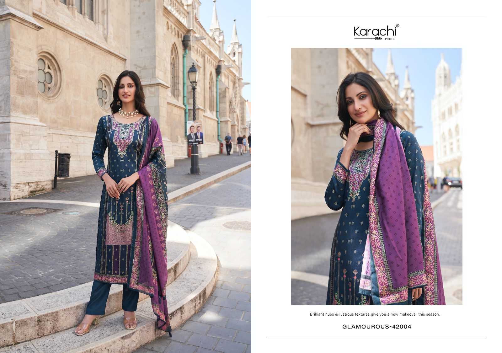 glamourous by kesar karachi Prints viscose jam satin 3pcs suits