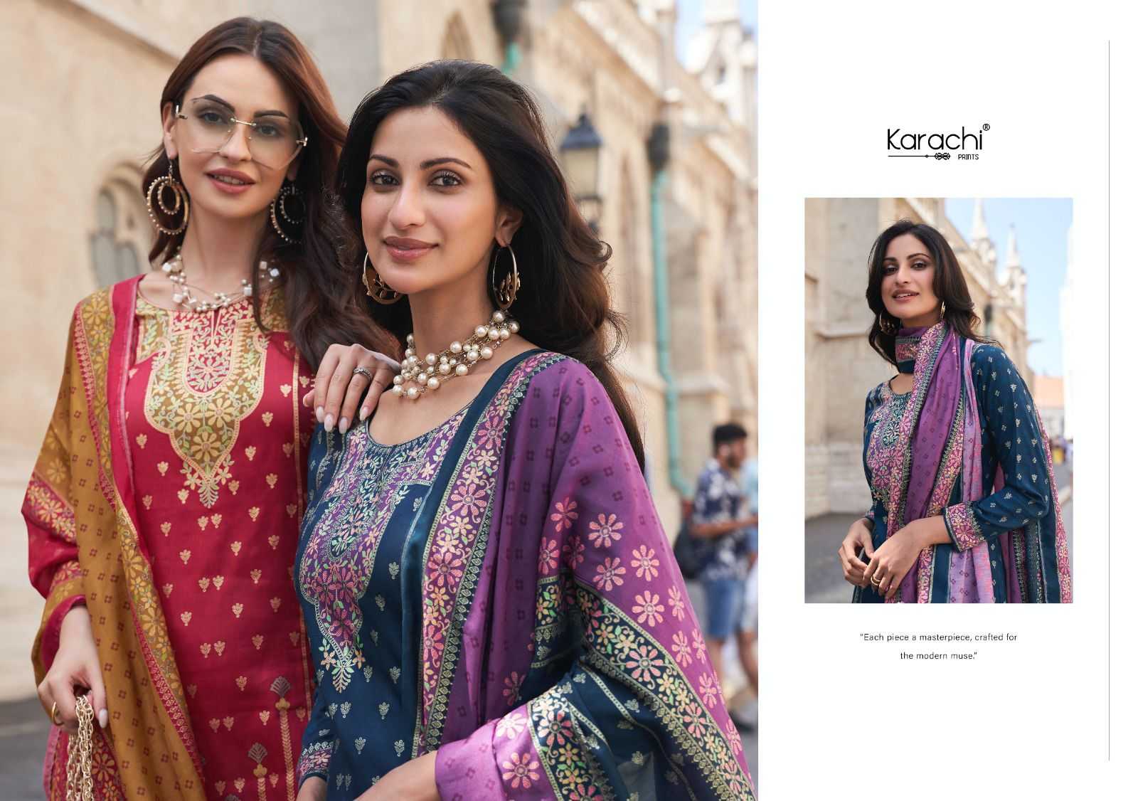 glamourous by kesar karachi Prints viscose jam satin 3pcs suits