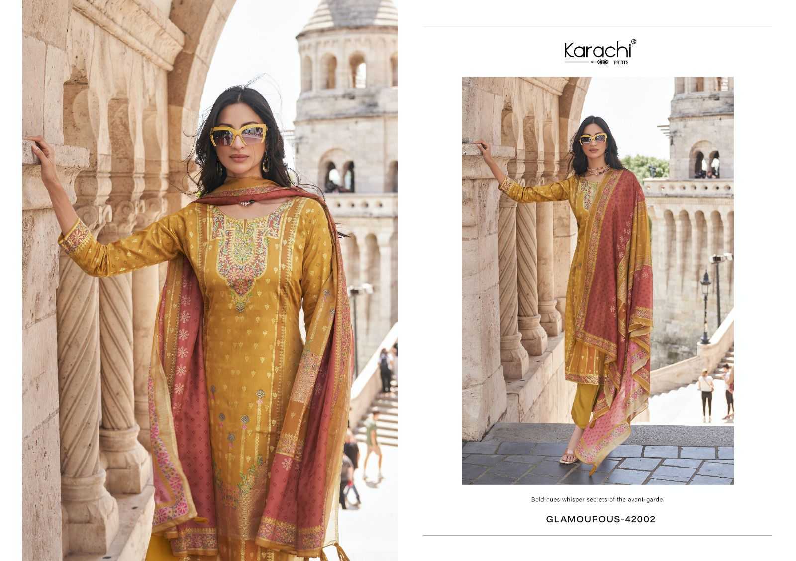 glamourous by kesar karachi Prints viscose jam satin 3pcs suits