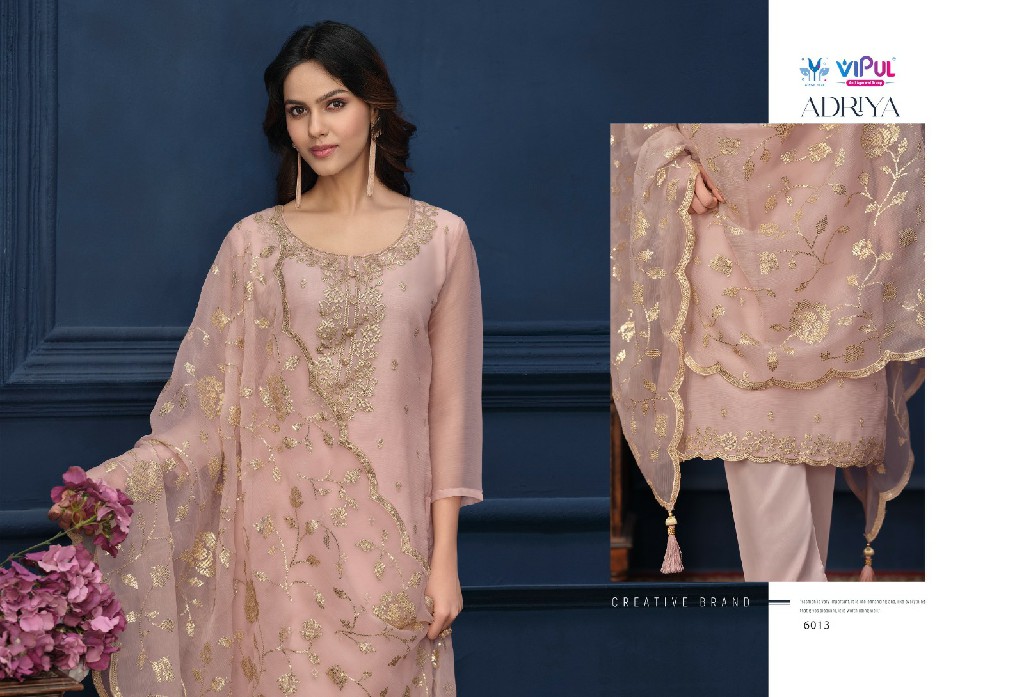 adriya by vipul heavy embroidery work organza chiffon suits online