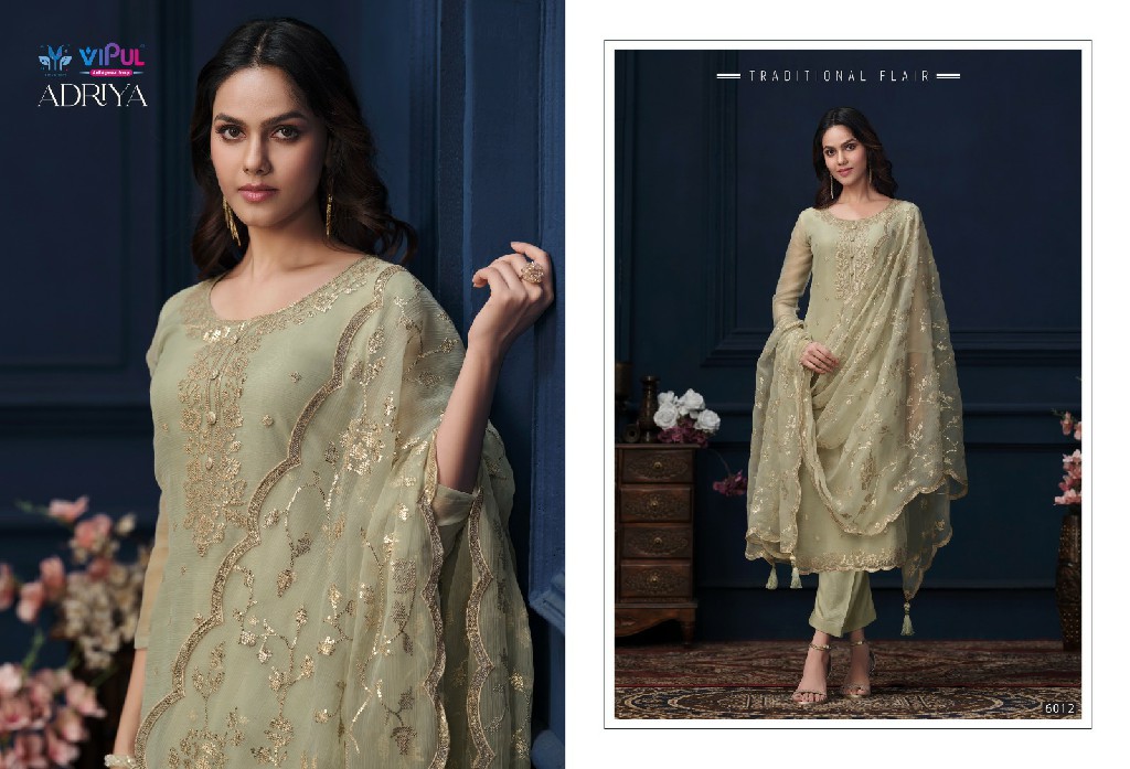 adriya by vipul heavy embroidery work organza chiffon suits online