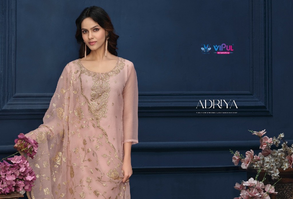 adriya by vipul heavy embroidery work organza chiffon suits online