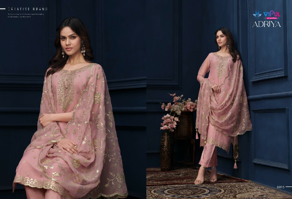 adriya by vipul heavy embroidery work organza chiffon suits online