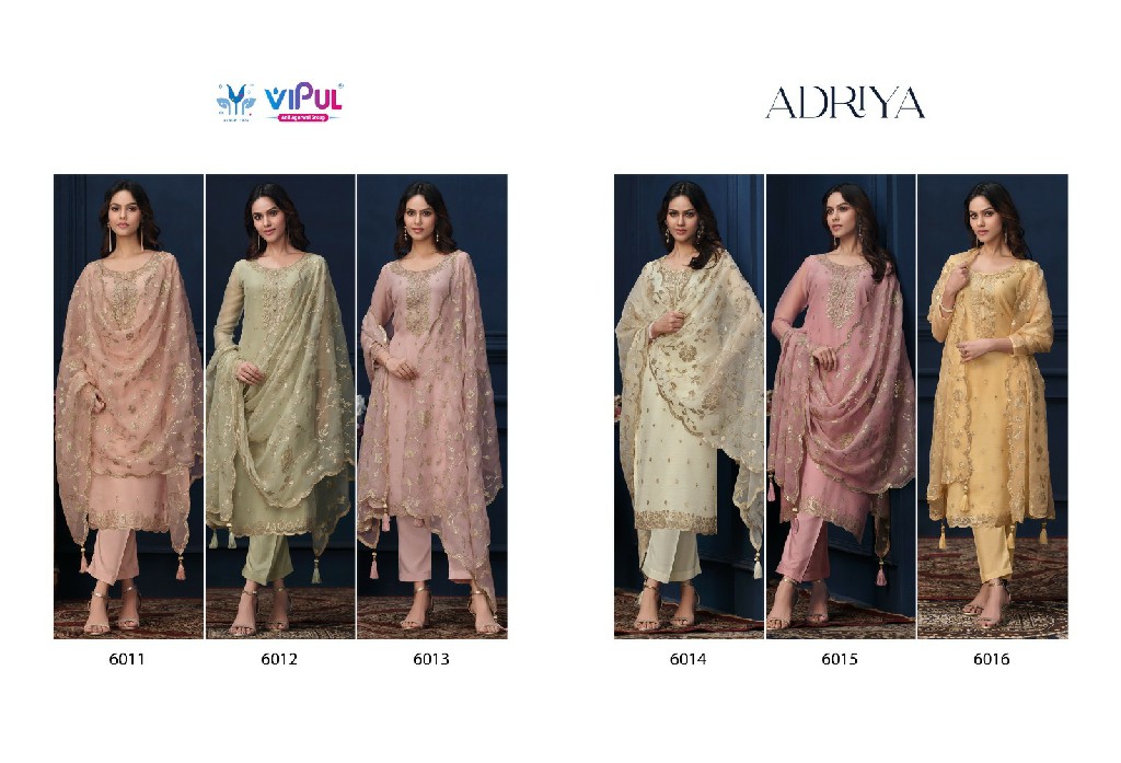 adriya by vipul heavy embroidery work organza chiffon suits online