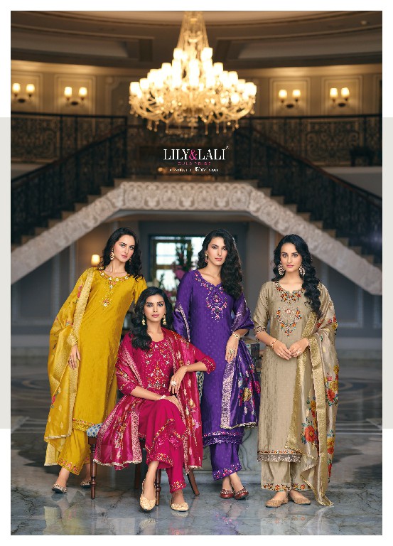 rubab by lily And lali self jacquard viscose silk readymade trendy ladies suits