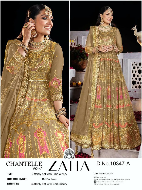 chantelle vol 7 by zaha embroidery work butterfly net pakistani suits