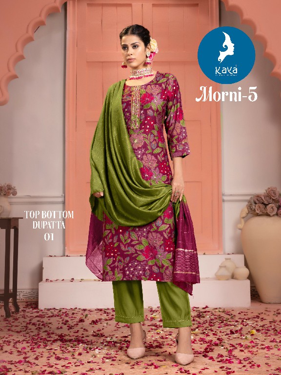 morni vol 5 by kaya readymade chanderi modal print modern big size salwar suit