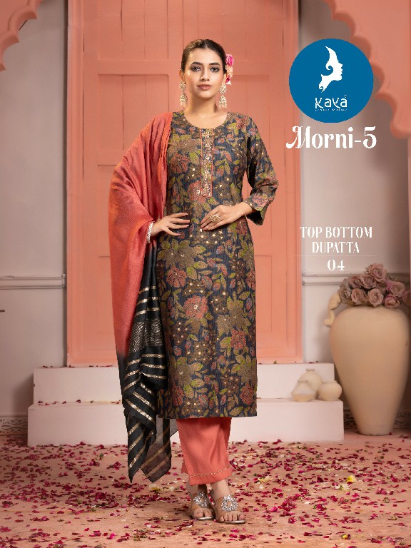 morni vol 5 by kaya readymade chanderi modal print modern big size salwar suit