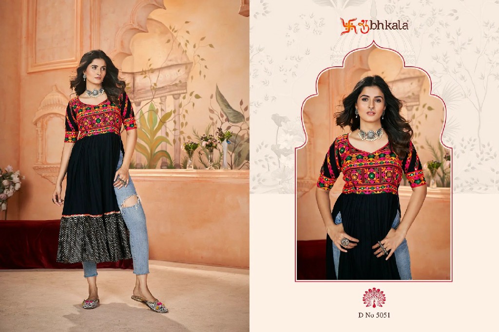 Shubhkala Flory Vol-49 Wholesale Exclusive Embroidered with Print Designer Ready to Wear Kurti Collection