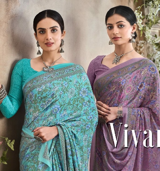 RUCHI VIVANTA SILK VOL 36 SILK CREPE PRINTED SARIS AT BEST RATE