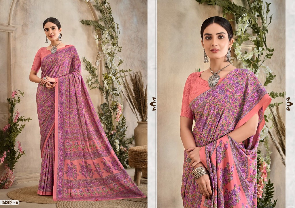 RUCHI VIVANTA SILK VOL 36 SILK CREPE PRINTED SARIS AT BEST RATE