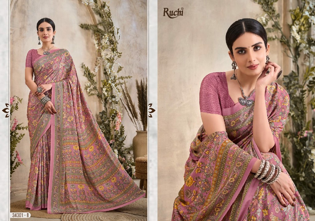 RUCHI VIVANTA SILK VOL 36 SILK CREPE PRINTED SARIS AT BEST RATE