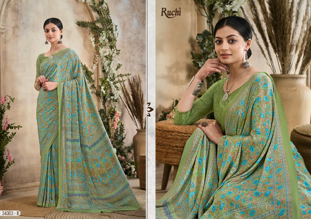 RUCHI VIVANTA SILK VOL 36 SILK CREPE PRINTED SARIS AT BEST RATE