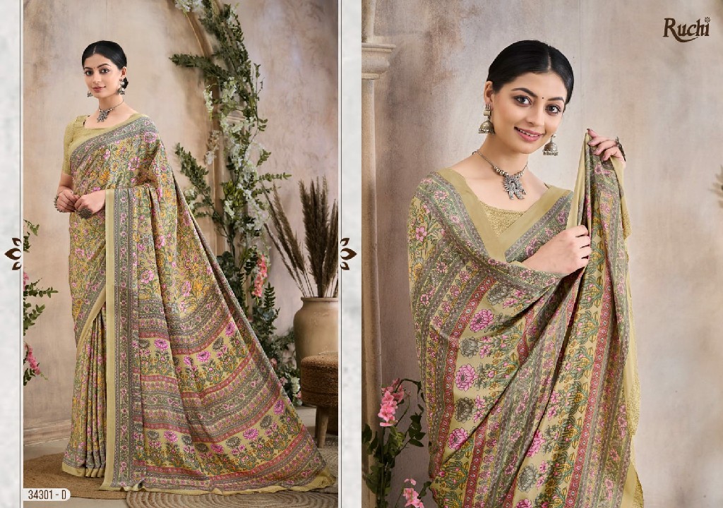 RUCHI VIVANTA SILK VOL 36 SILK CREPE PRINTED SARIS AT BEST RATE