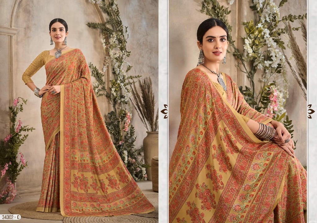 RUCHI VIVANTA SILK VOL 36 SILK CREPE PRINTED SARIS AT BEST RATE