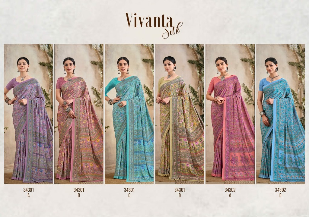 RUCHI VIVANTA SILK VOL 36 SILK CREPE PRINTED SARIS AT BEST RATE