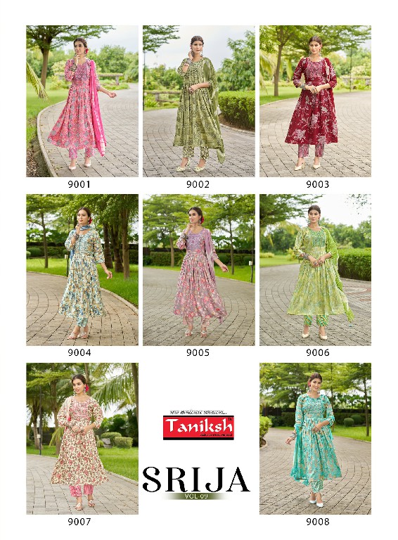 TANIKSH SRIJA VOL 9 FULL STITCH ANARKALI KURTI PANT DUPATTA COLLECTION