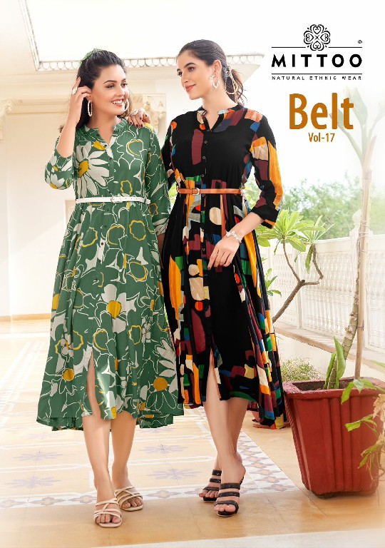 Mittoo Belt Vol-17 Wholesale Reyon Print Kurti With Belt