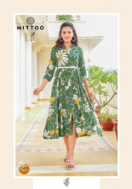 Mittoo Belt Vol-17 Wholesale Reyon Print Kurti With Belt