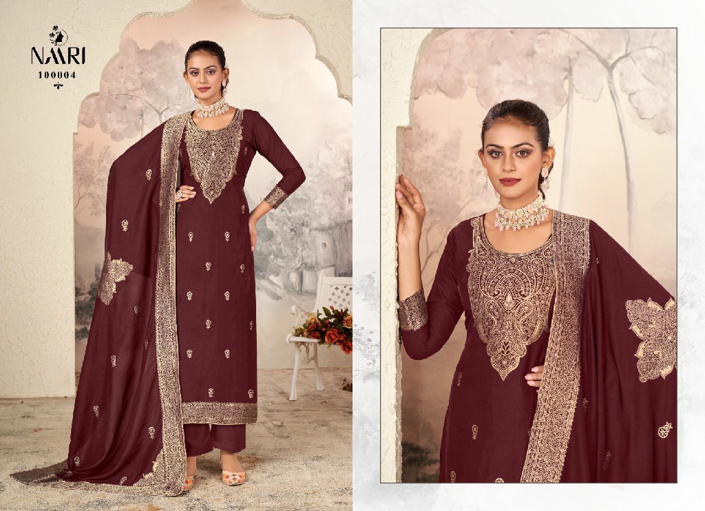 mayra by naari pure dola jacquard stylish 3pcs dress