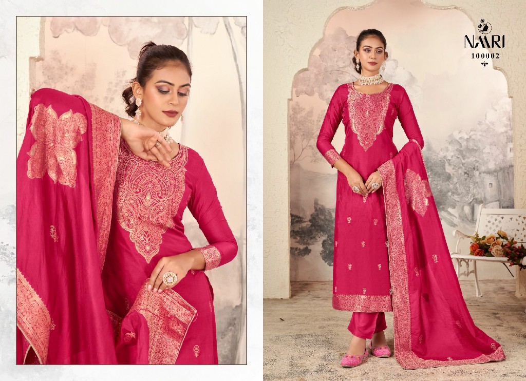 mayra by naari pure dola jacquard stylish 3pcs dress