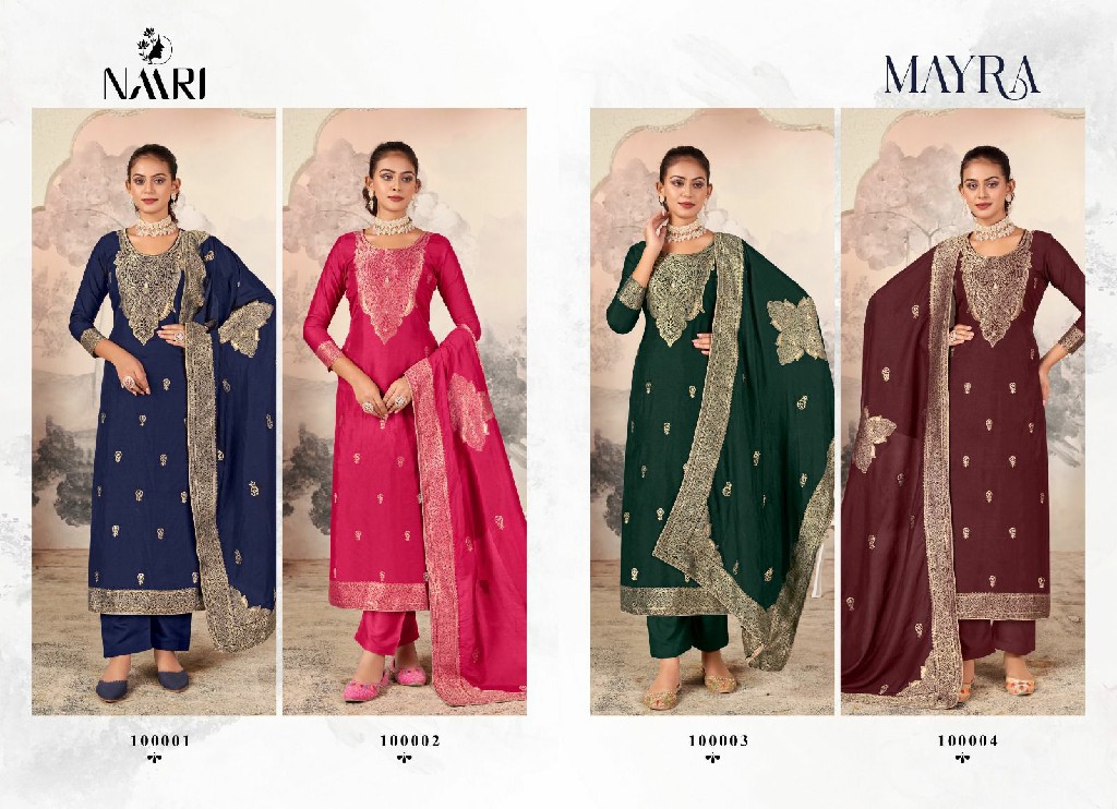 mayra by naari pure dola jacquard stylish 3pcs dress