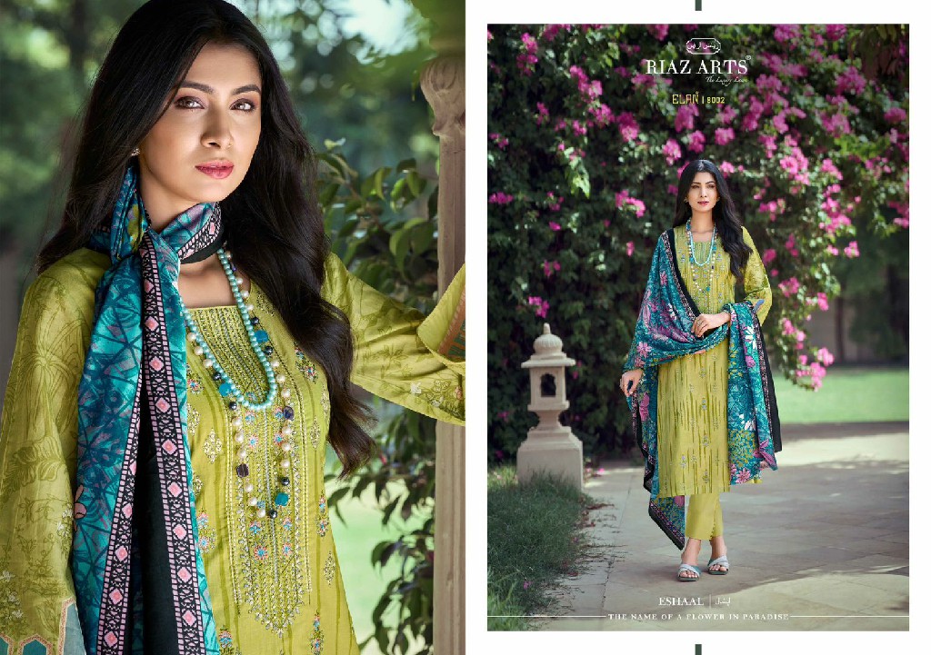 elan by riaz artz beautiful look karachi lawn printed unstitch suits